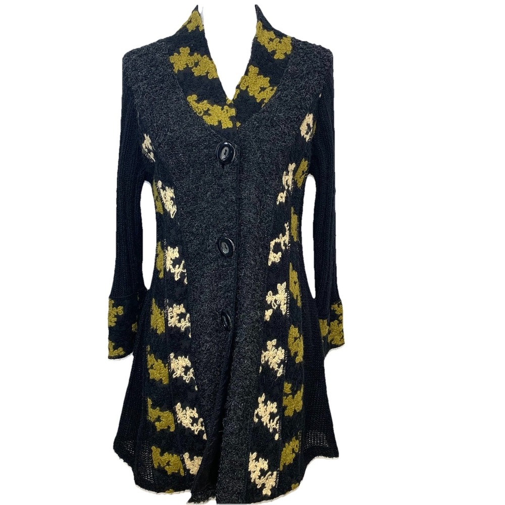 Tivoli‎ of Ireland Long Line Cardigan Woman Small Wool Mohair Blend Mix Texture